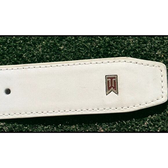 Nike Tiger Woods Mesh G-Flex White PGA Golf Tour Leather Belt Mens Size 42 NEW - Picture 7 of 12